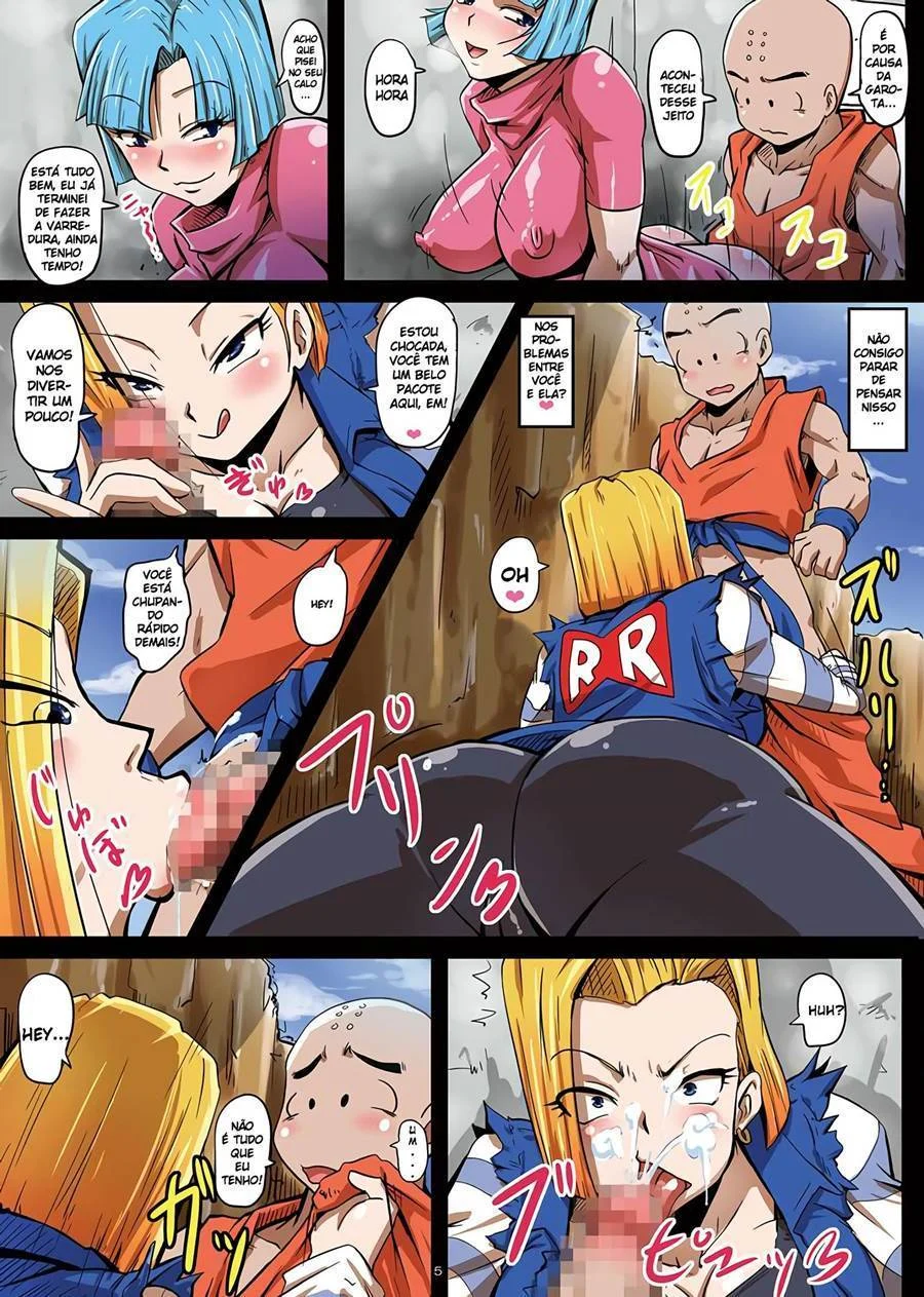 Andróide 18 e Bulma dando pro Kuririn