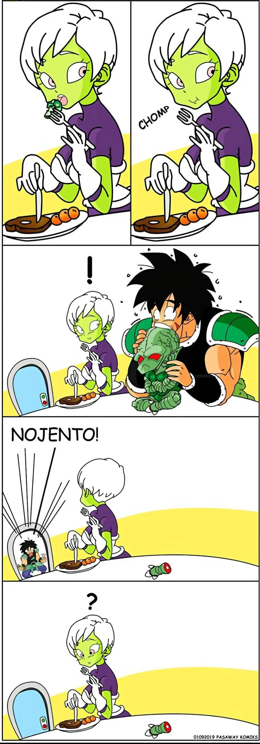 Broly comendo Cheelai