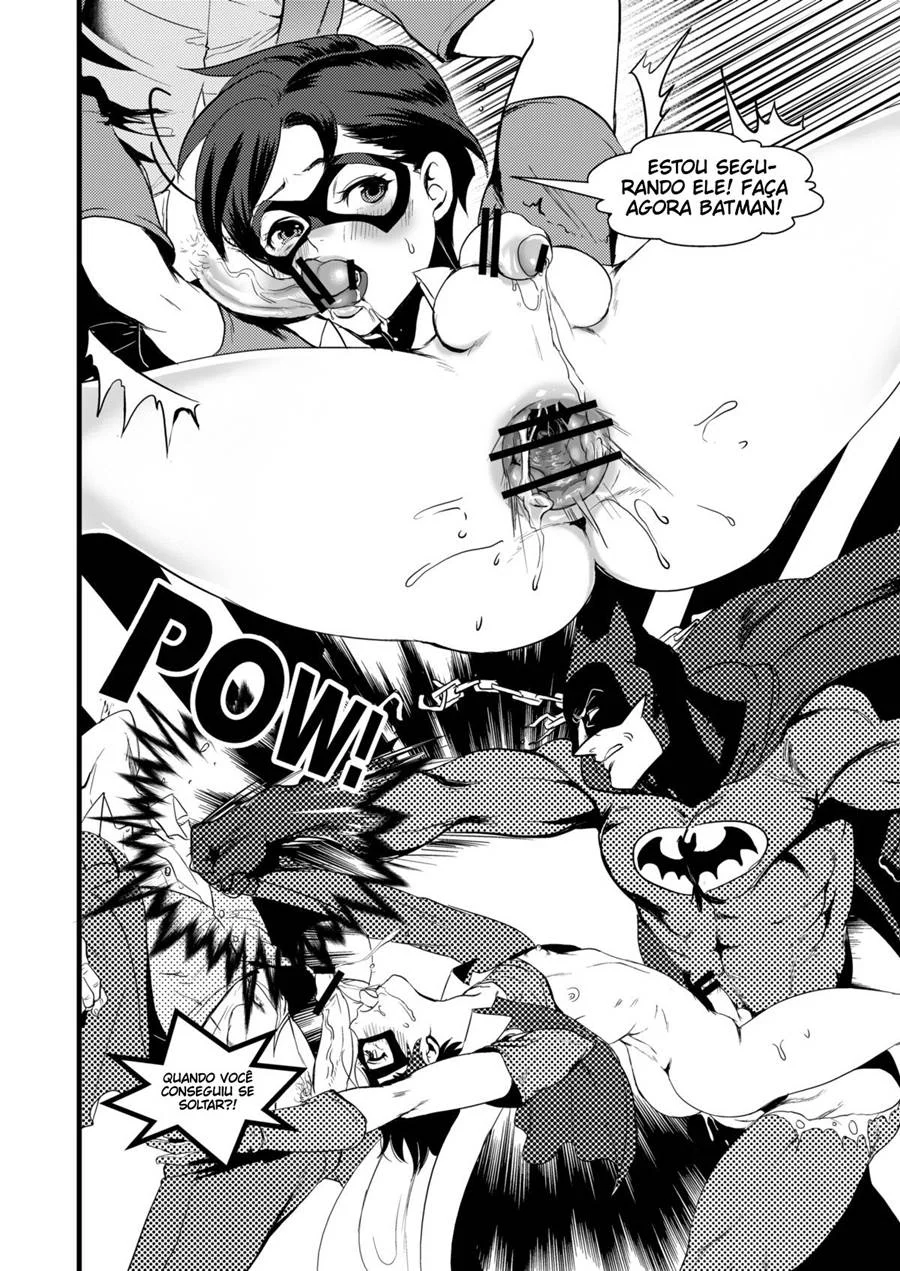 Batman e Robin sendo estuprados pelo Coringa