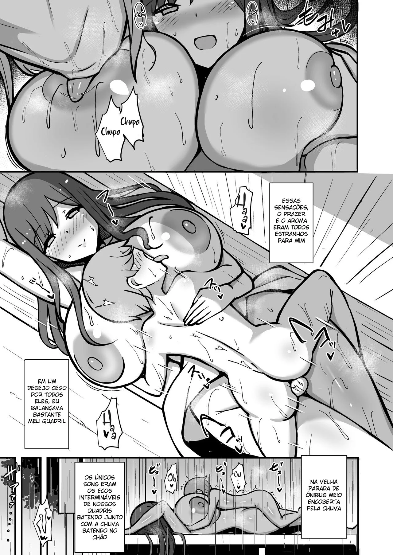 A Mulher de Vestido Branco e Um Jovem Se Abrigam Da Chuva E Fazem Perversões