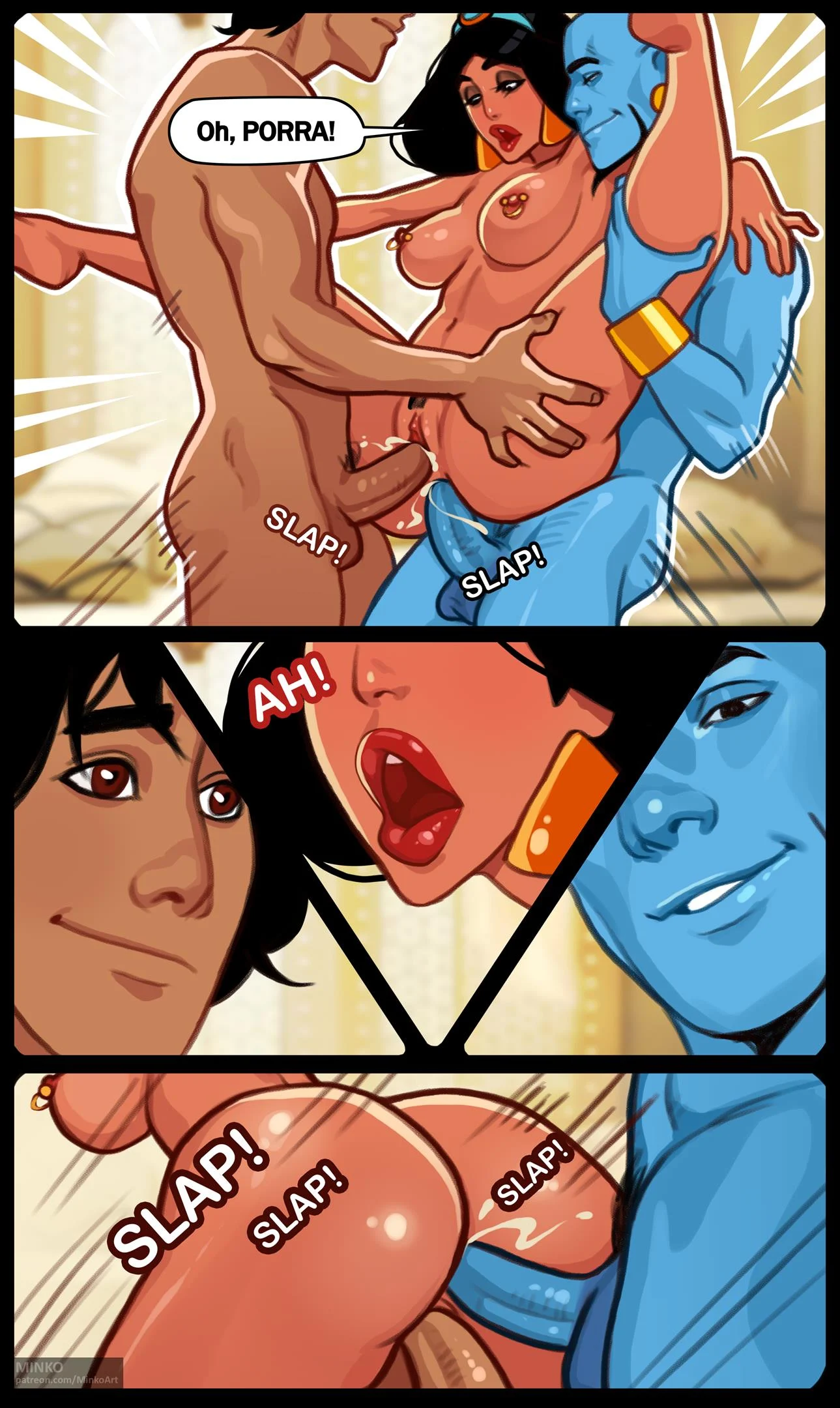 Aladdin e Gênio fodendo Jasmine