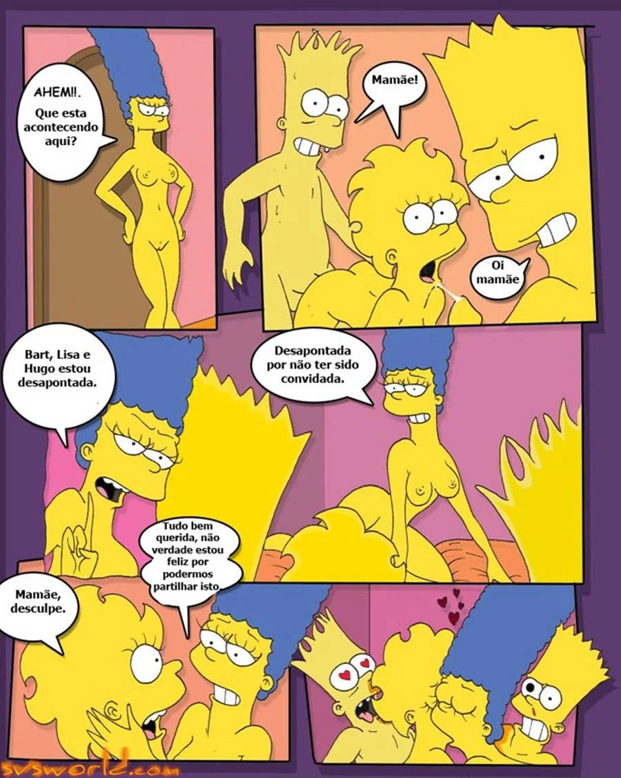 Bart gozando na Lisa e na Marge Simpson