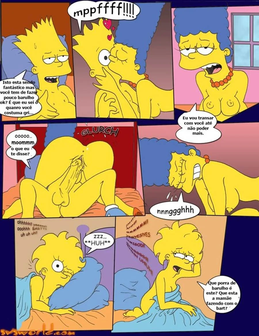 Bart gozando na Lisa e na Marge Simpson