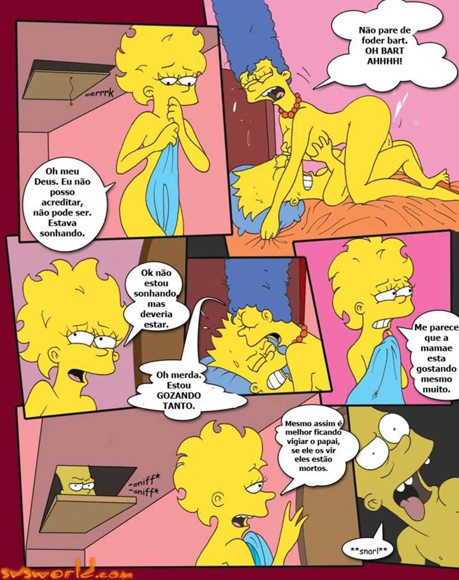 Bart gozando na Lisa e na Marge Simpson